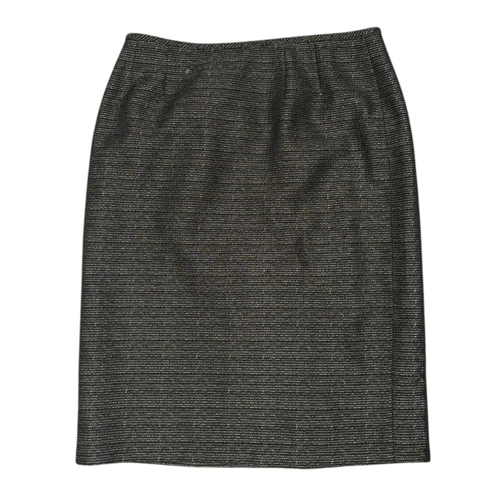Professional Dress Elegant Black Metallic Silver Skirt by Evan Picone -size 6P